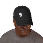 Embroidered Denim Hat — White Skull Front & 'CAG' Pink Back