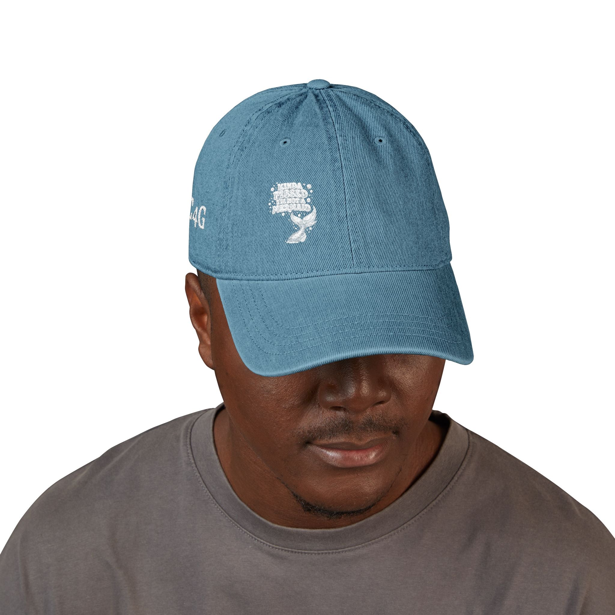 Embroidered Denim Hat — White Skull Front & 'CAG' Pink Back