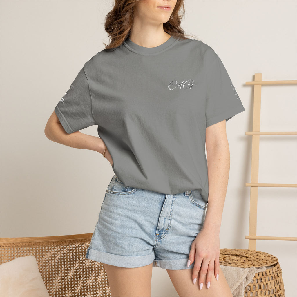 Minimalist 'LOVE' Graphic T-Shirt — White Casual Tee with Subtle Sleeve Art