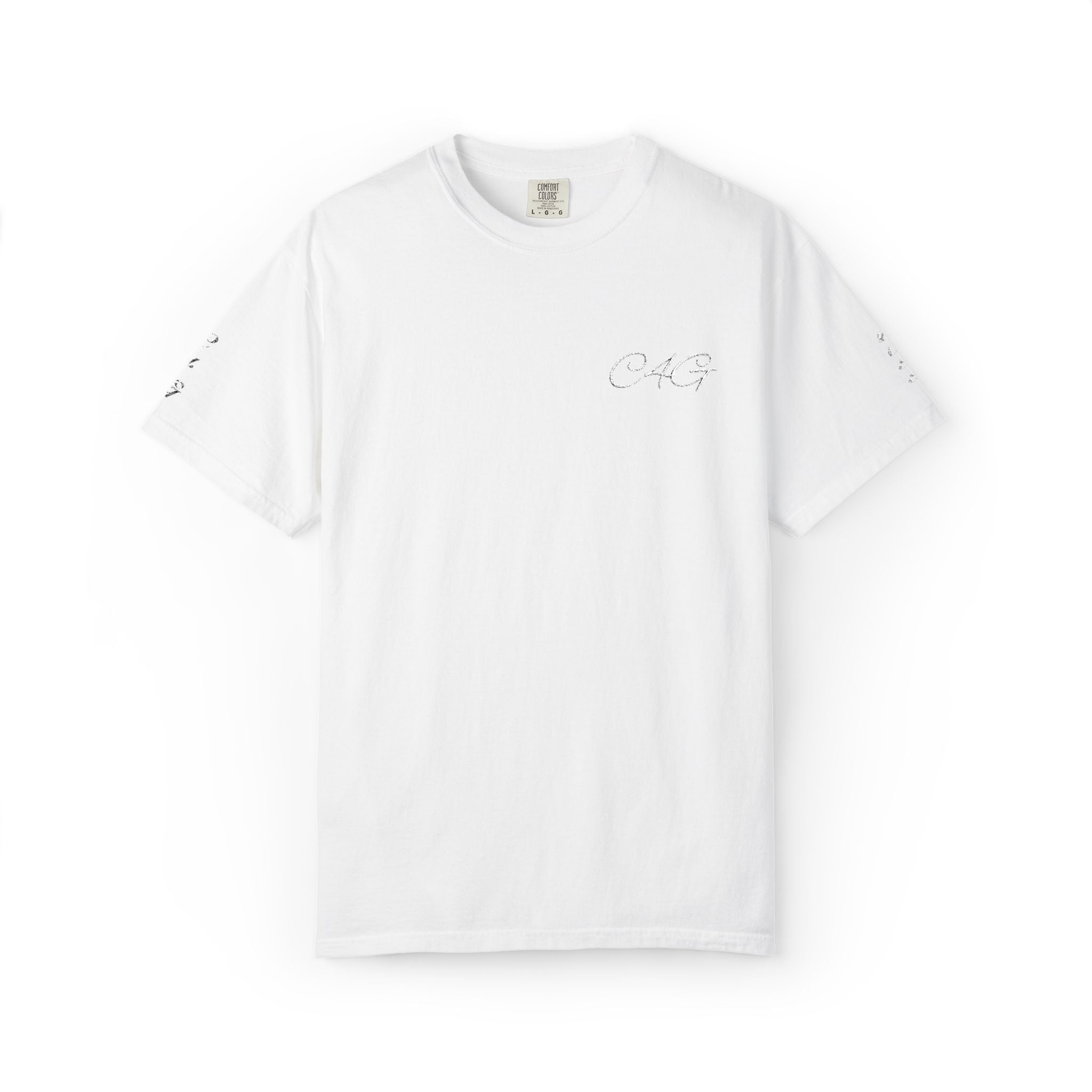 Minimalist 'LOVE' Graphic T-Shirt — White Casual Tee with Subtle Sleeve Art