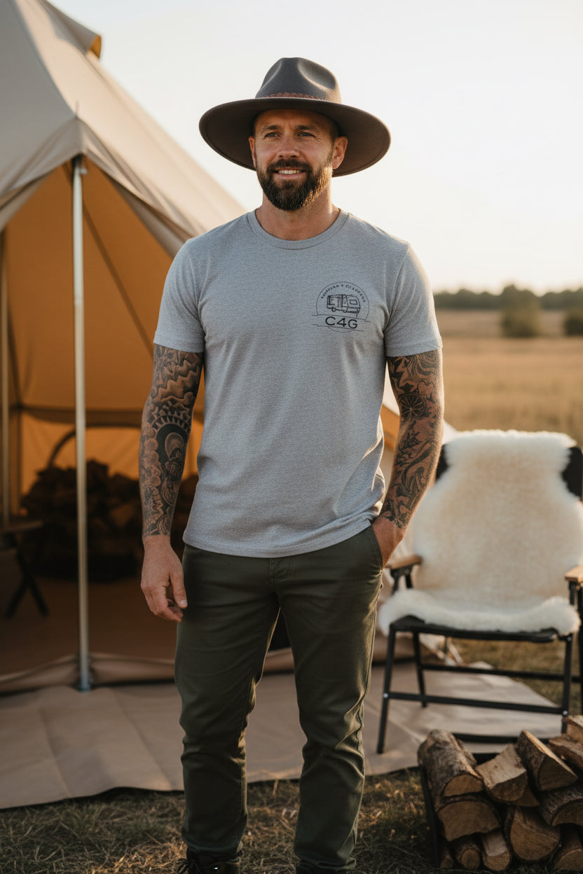 C4G Camper Van T-Shirt — Minimal Caravan Adventure Tee