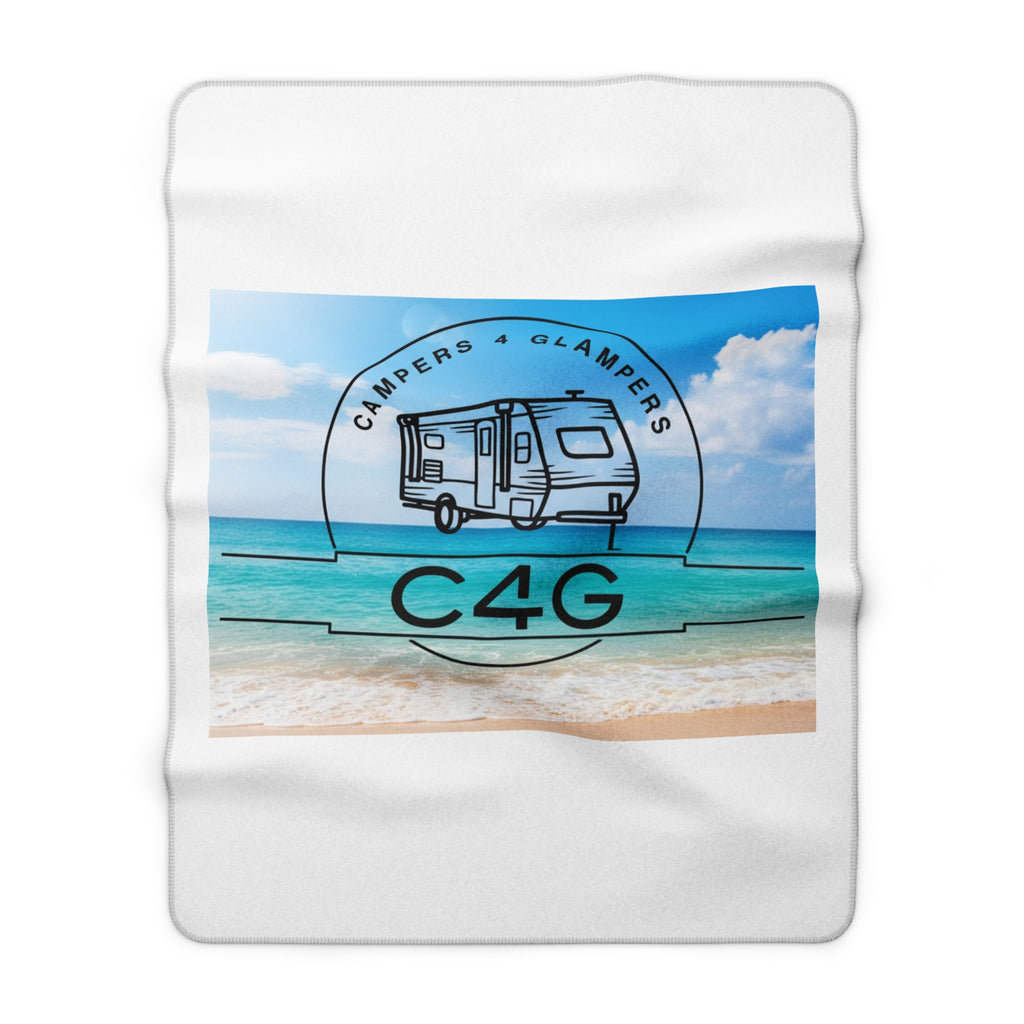 Sherpa Blanket — 'Campers 4 Glampers' Beach RV Sherpa Fleece Throw