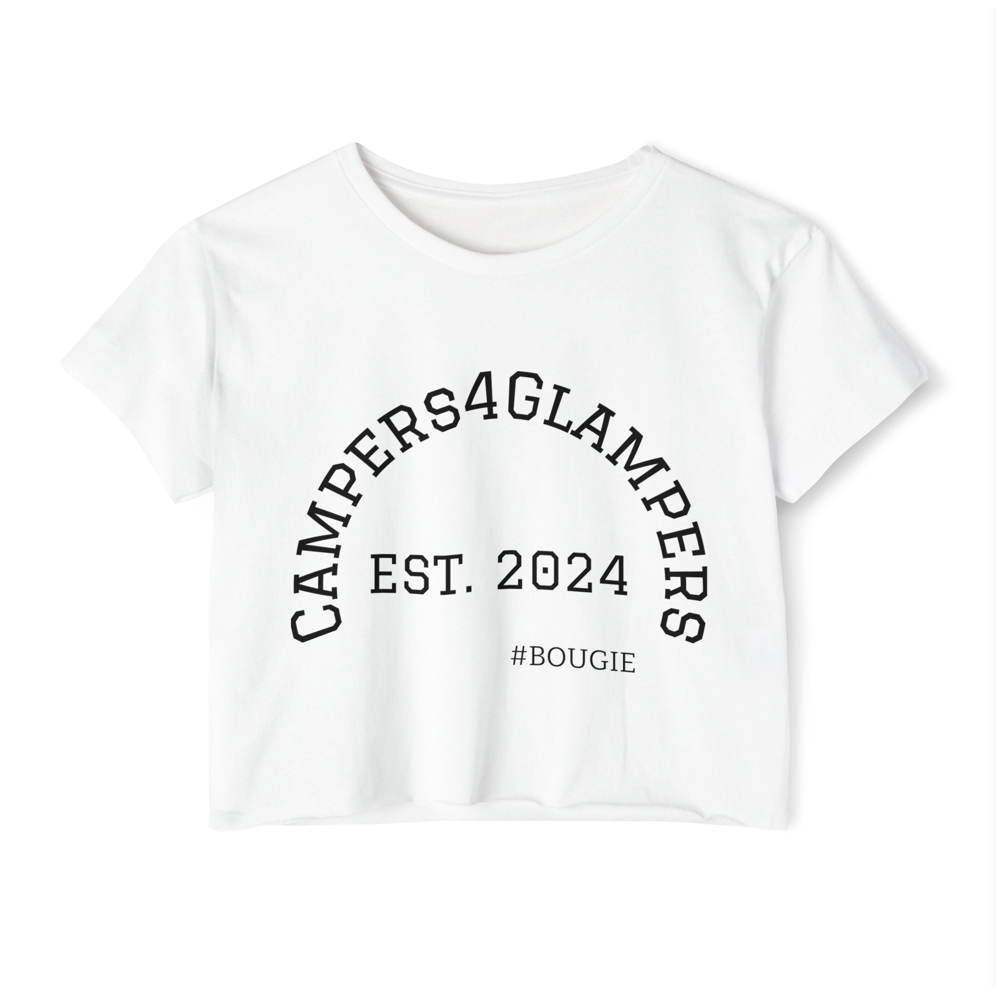 Festival Crop Top — "Campers4Glampers" Est. 2024 Crop Tee (C4G Caravan Graphic)