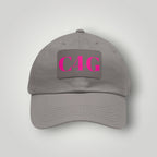 C4G Leather Patch Dad Hat – Casual Baseball Cap with Pink Logo