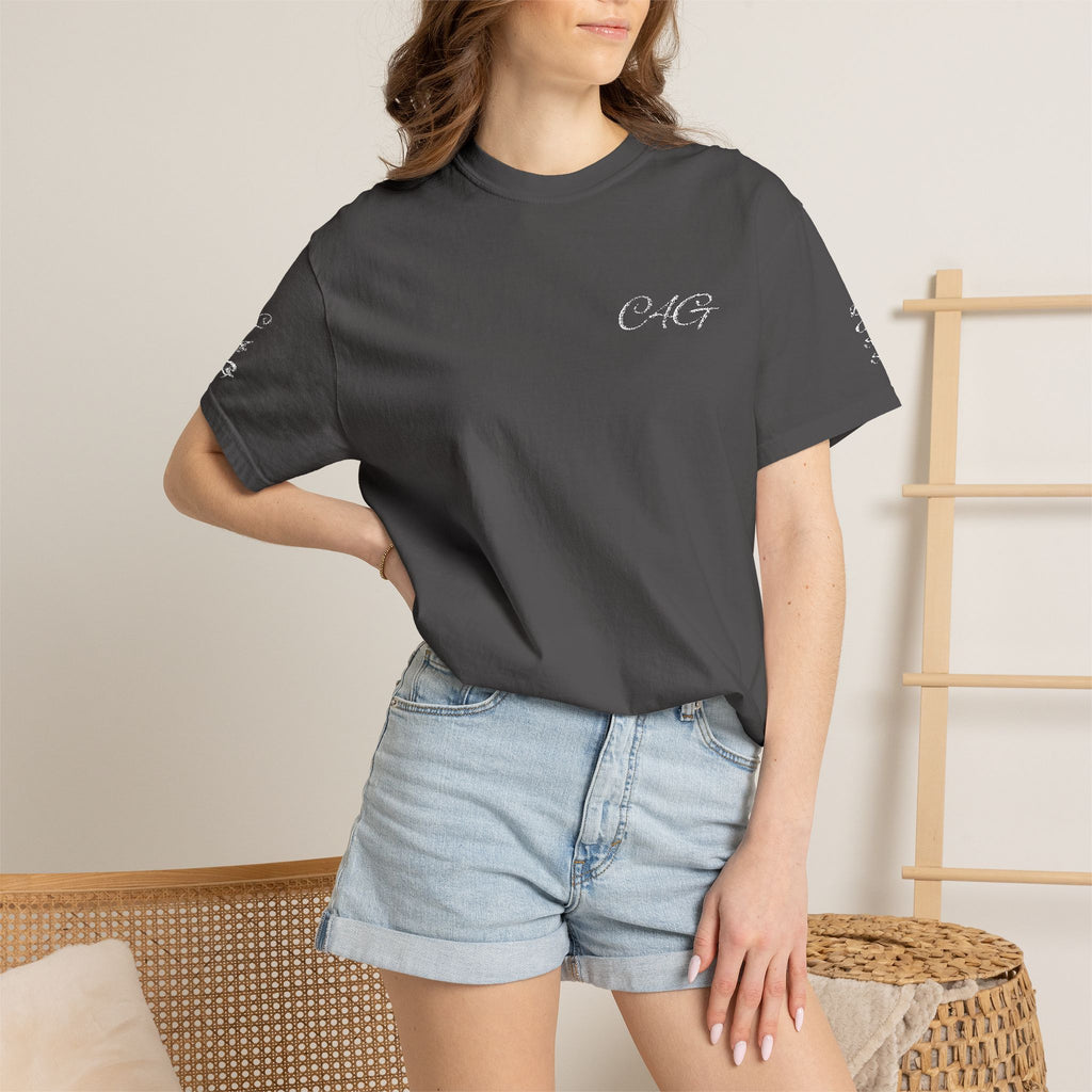 Minimalist 'LOVE' Graphic T-Shirt — White Casual Tee with Subtle Sleeve Art