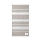 Embroidered Striped Beach Throw — Lightweight Turkish Towel with Personalized Patch