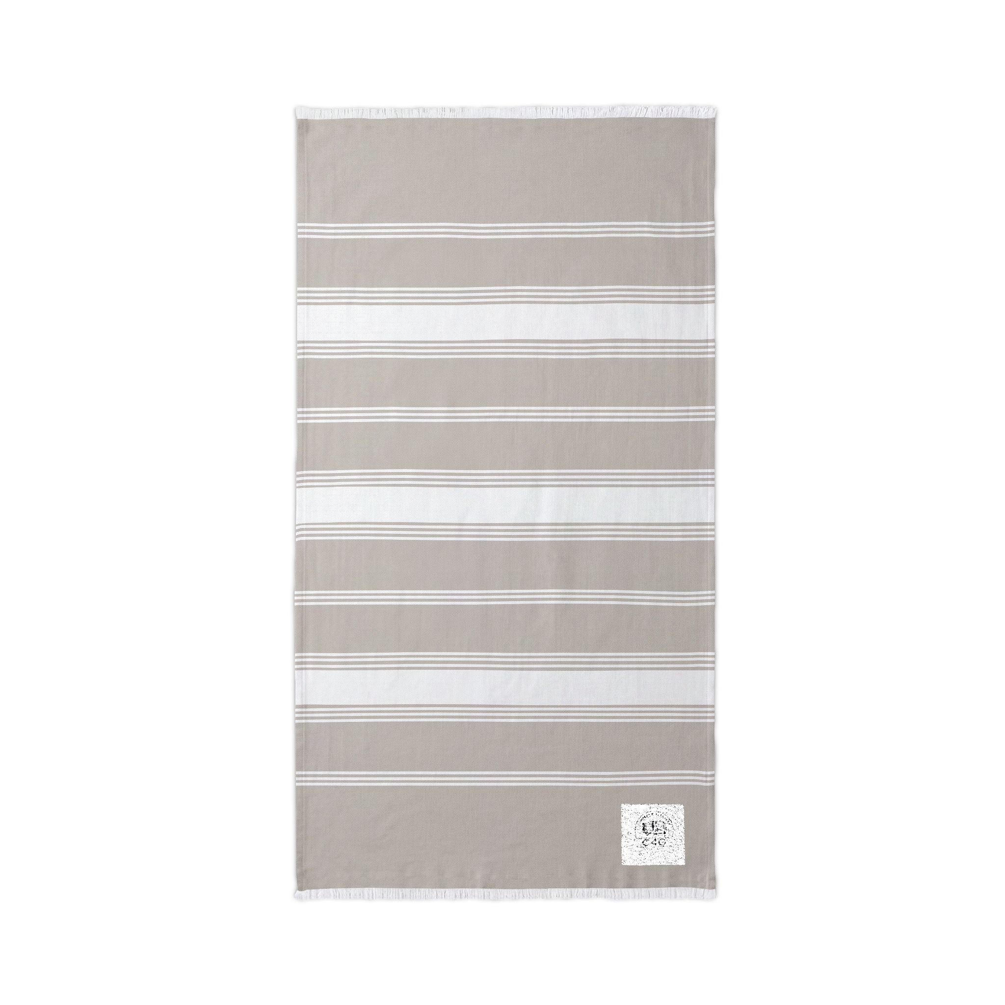 Embroidered Striped Beach Throw — Lightweight Turkish Towel with Personalized Patch