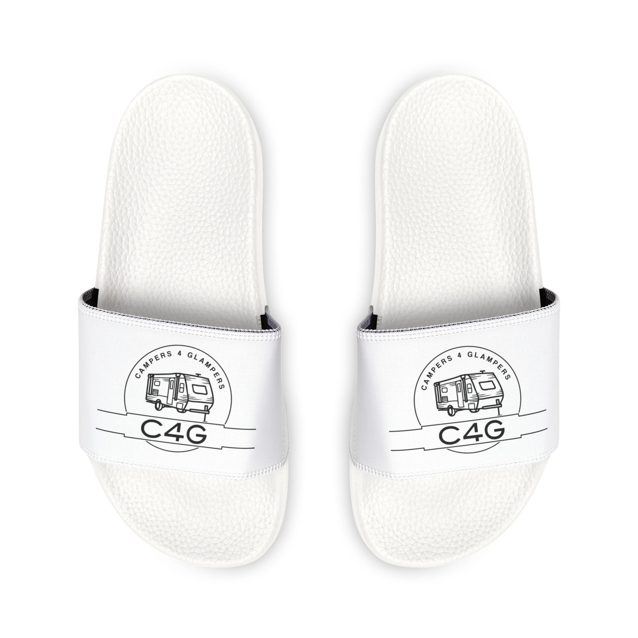 Youth Adjustable Strap Slide Sandals – Custom Logo White Comfort Slides
