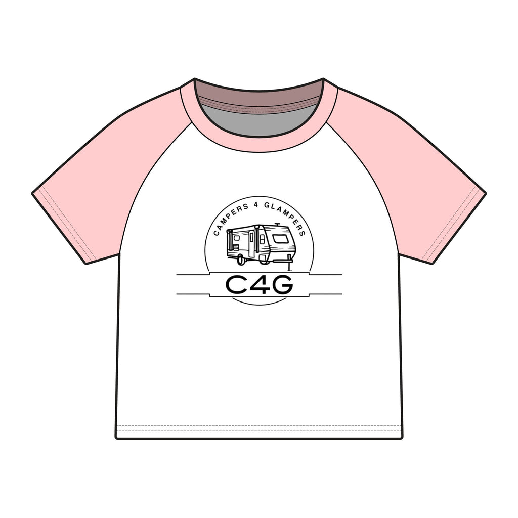 Glamping Camper Raglan Tee — "I'm Literally Just Glamping" Women's Baby Tee