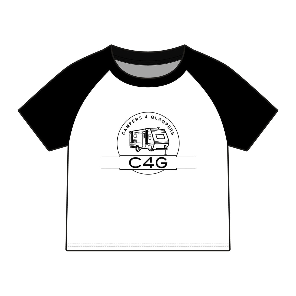Glamping Camper Raglan Tee — "I'm Literally Just Glamping" Women's Baby Tee
