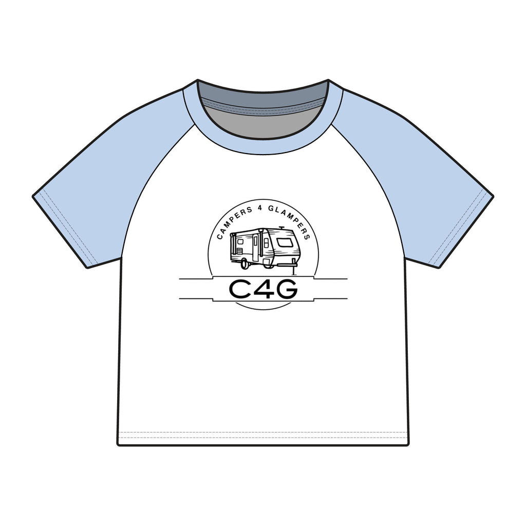 Glamping Camper Raglan Tee — "I'm Literally Just Glamping" Women's Baby Tee