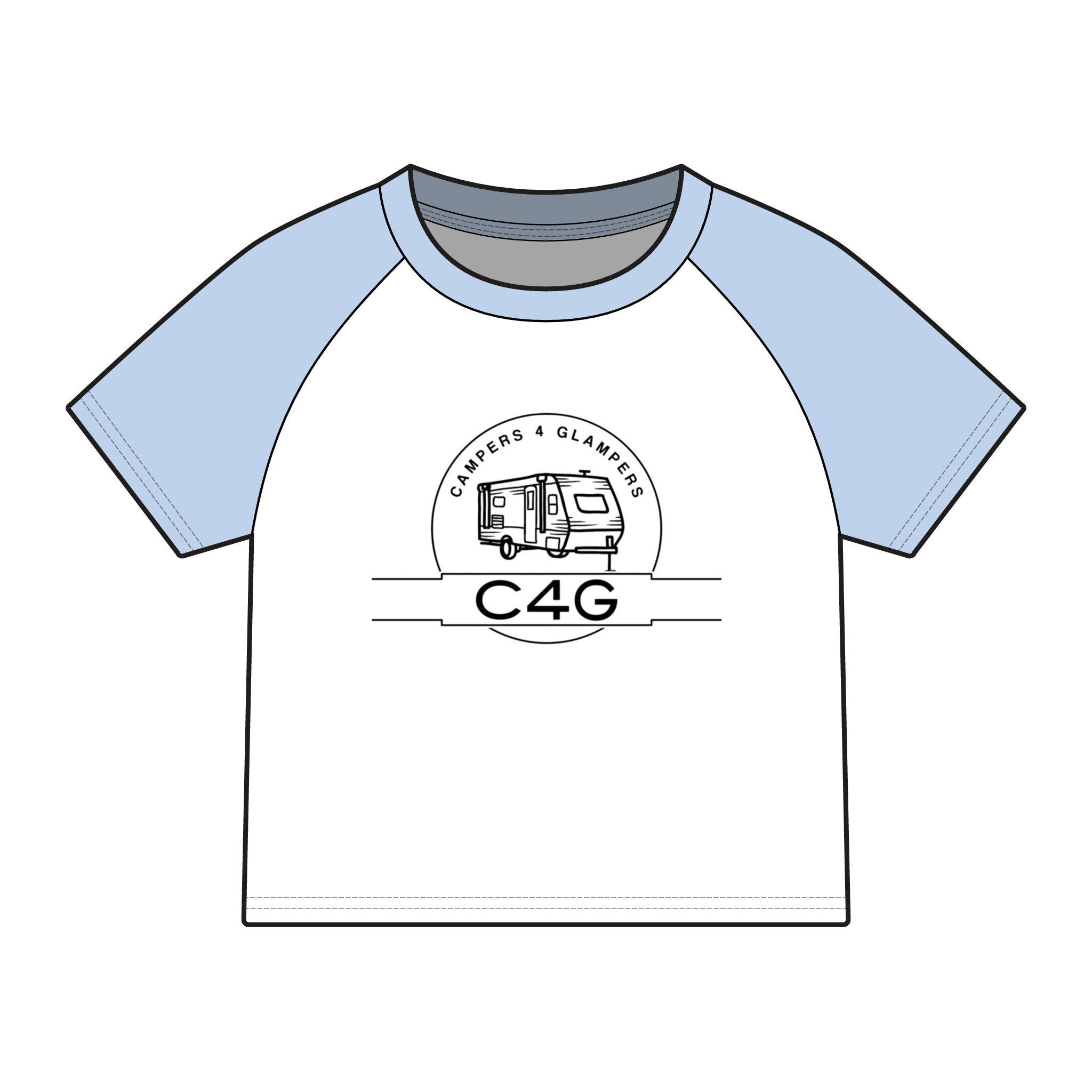 Glamping Camper Raglan Tee — "I'm Literally Just Glamping" Women's Baby Tee