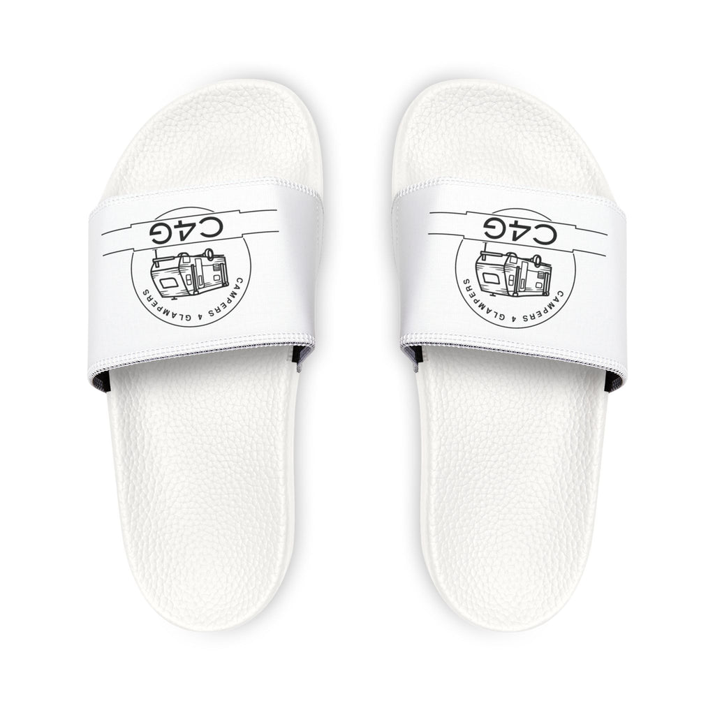 Youth Adjustable Strap Slide Sandals – Custom Logo White Comfort Slides