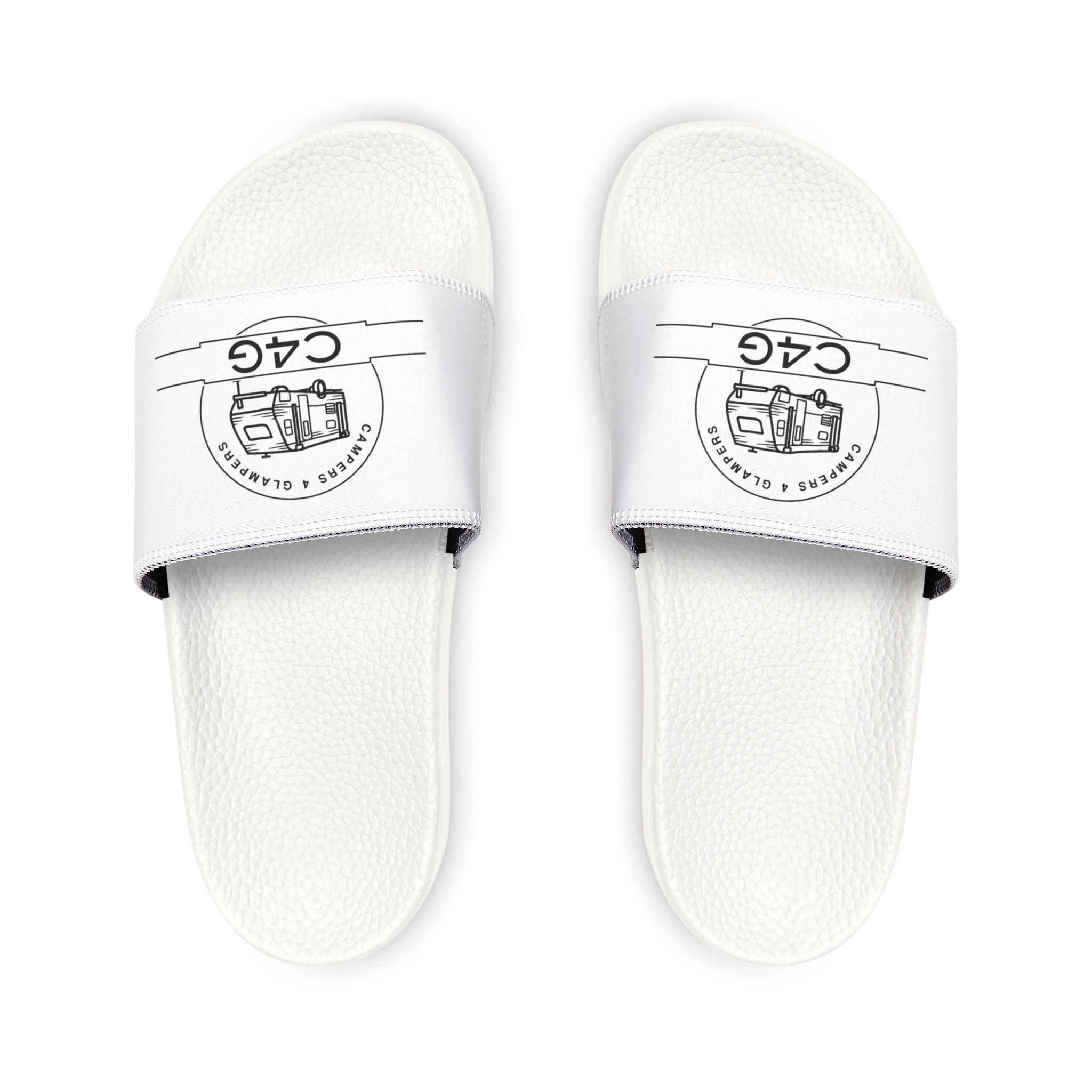 Youth Adjustable Strap Slide Sandals – Custom Logo White Comfort Slides