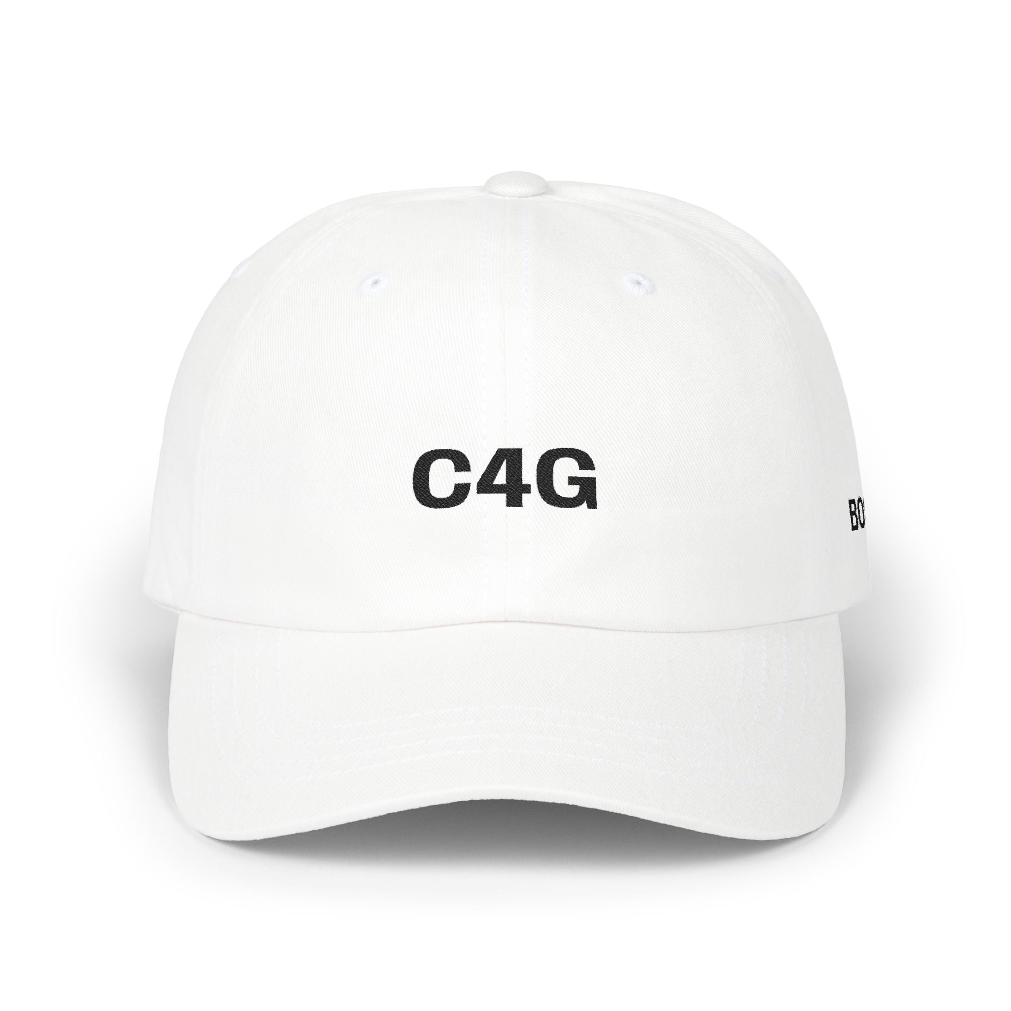 C4G Embroidered Classic Dad Cap — Minimalist White Baseball Hat