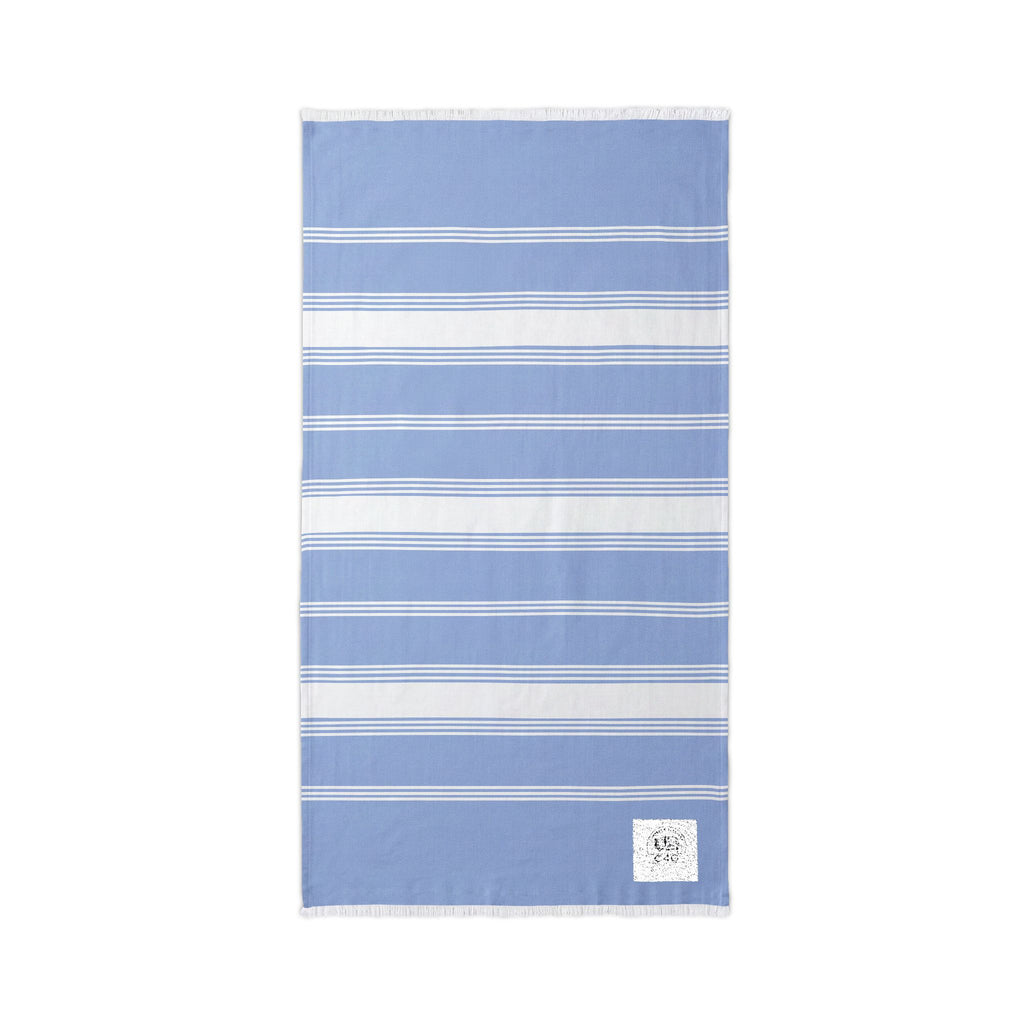 Embroidered Striped Beach Throw — Lightweight Turkish Towel with Personalized Patch