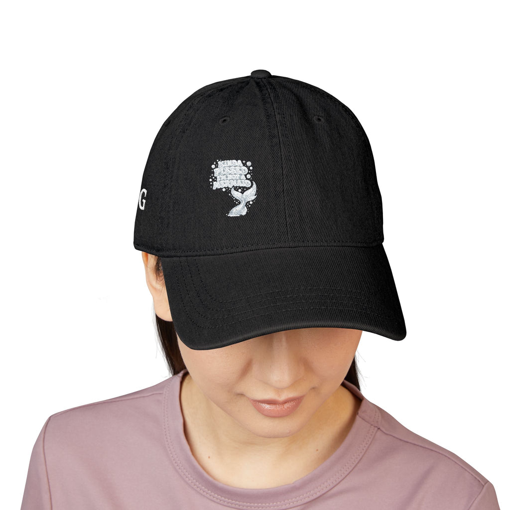Embroidered Denim Hat — White Skull Front & 'CAG' Pink Back