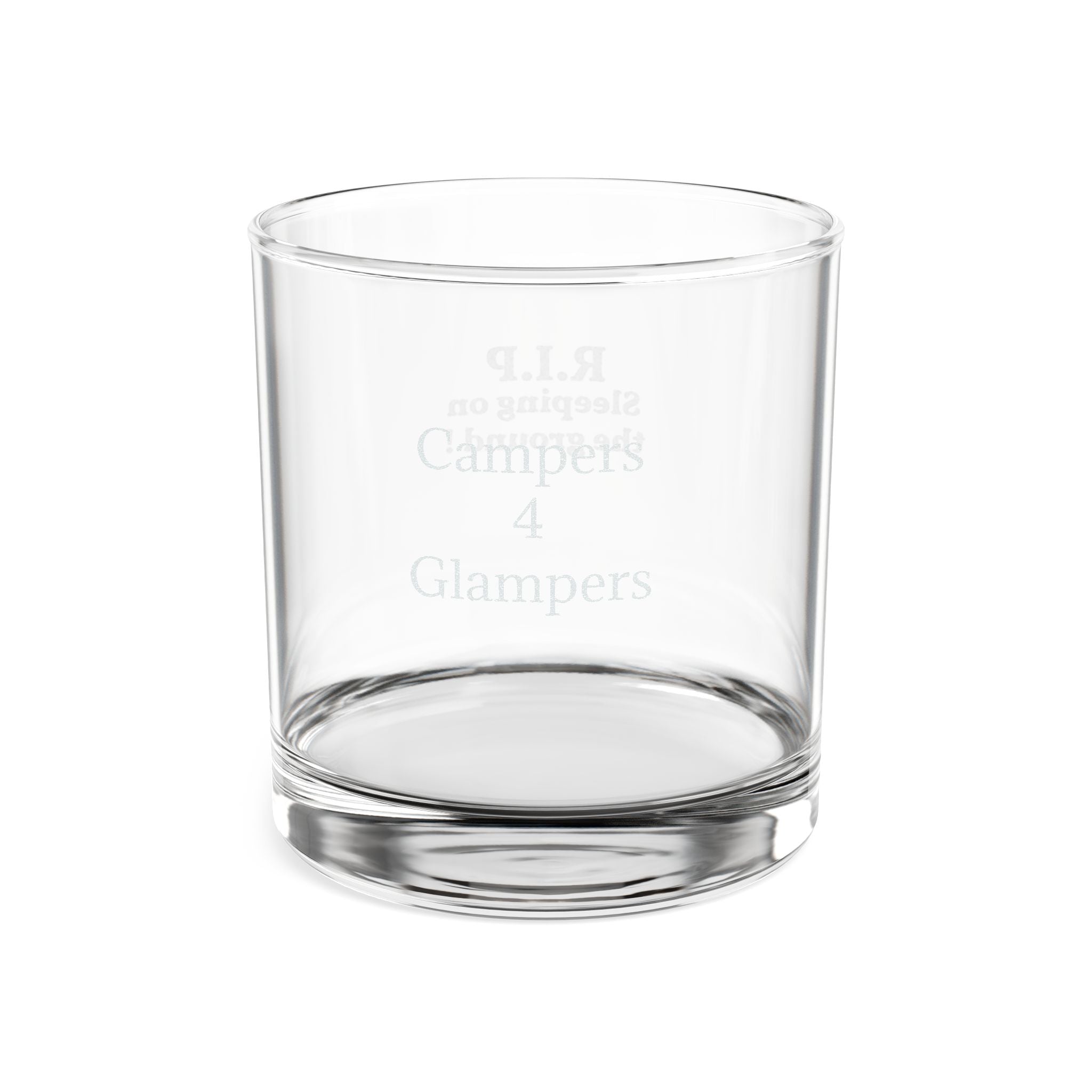 Engraved Whiskey Glass 10.5 oz — 'R.I.P Sleeping on the Ground' Camper Humor Gift