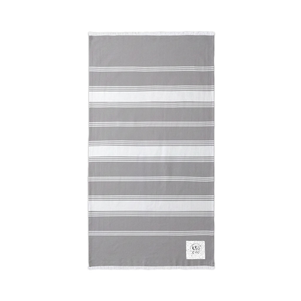 Embroidered Striped Beach Throw — Lightweight Turkish Towel with Personalized Patch