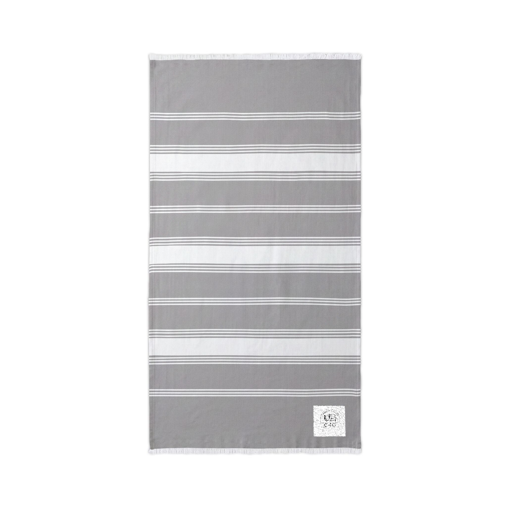 Embroidered Striped Beach Throw — Lightweight Turkish Towel with Personalized Patch