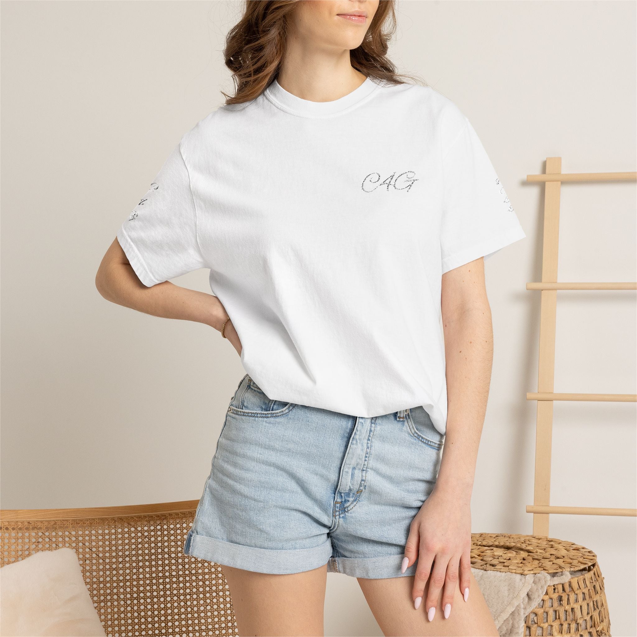 Minimalist 'LOVE' Graphic T-Shirt — White Casual Tee with Subtle Sleeve Art