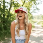 Red White & Blonde Embroidered Adjustable Five-Panel Twill Hat