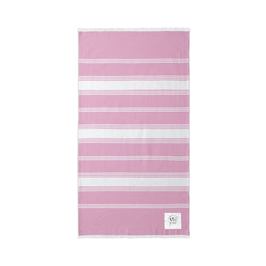 Embroidered Striped Beach Throw — Lightweight Turkish Towel with Personalized Patch