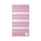 Embroidered Striped Beach Throw — Lightweight Turkish Towel with Personalized Patch