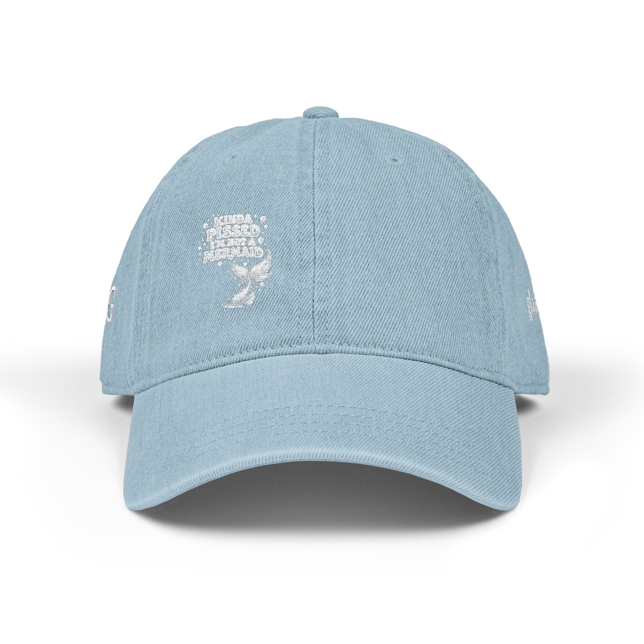 Embroidered Denim Hat — White Skull Front & 'CAG' Pink Back