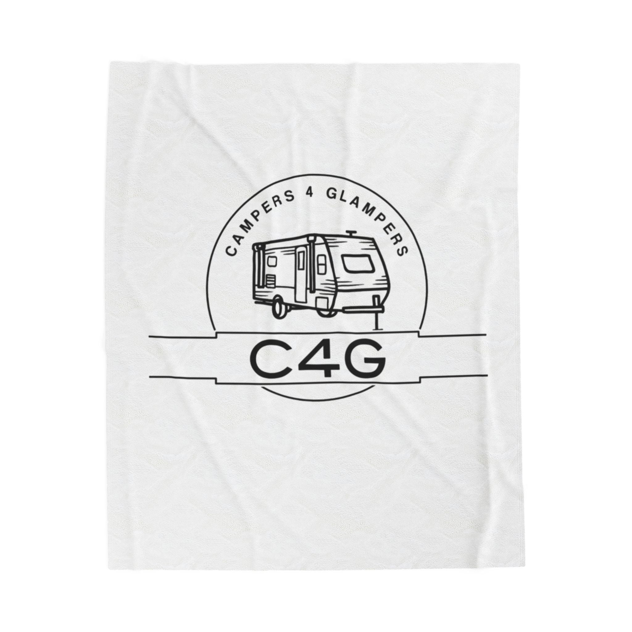 Velveteen Plush Blanket — 'Campers 4 Glampers (C4G)' RV Logo Cozy Throw