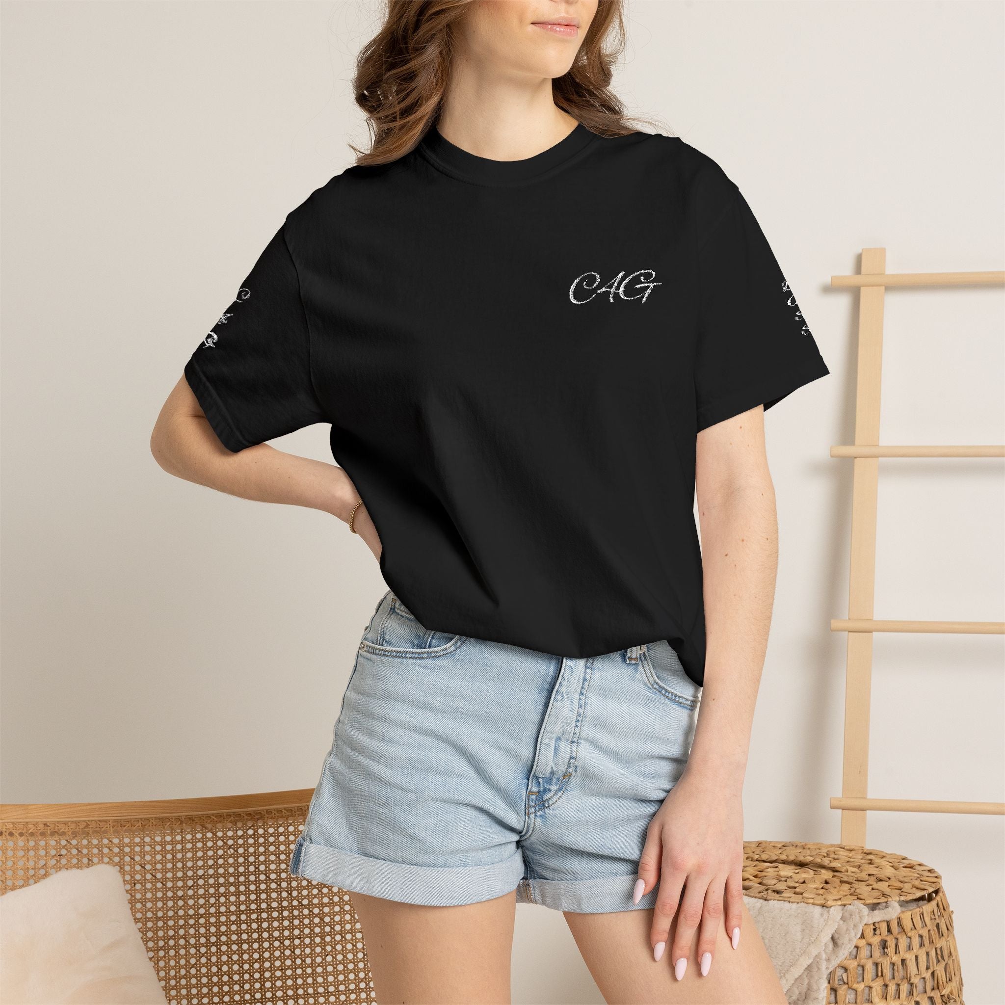 Minimalist 'LOVE' Graphic T-Shirt — White Casual Tee with Subtle Sleeve Art