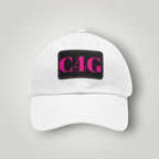 C4G Leather Patch Dad Hat – Casual Baseball Cap with Pink Logo